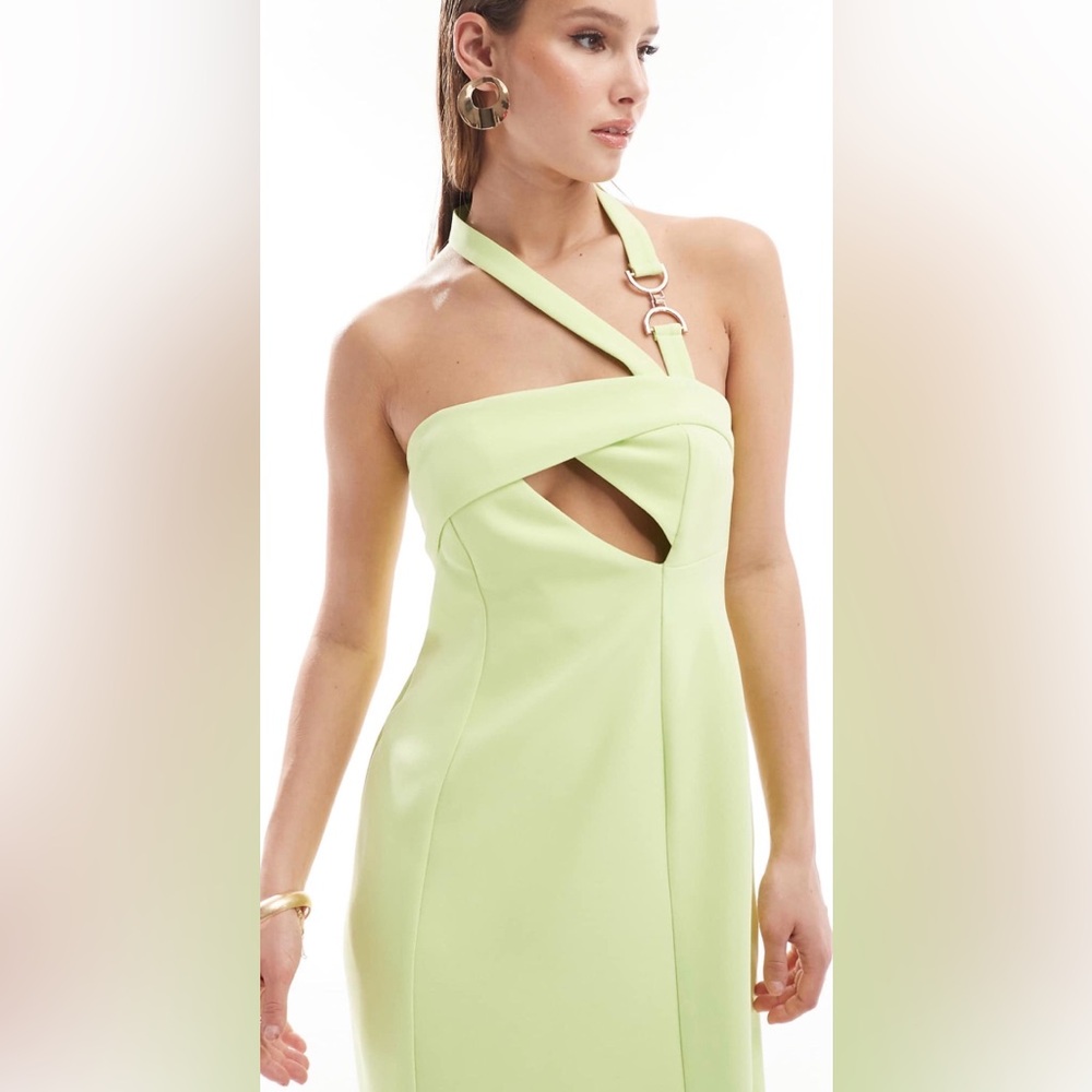 NEW ASOS Asymmetrical Cutout Midi Dress w Hardware Detail Size 8 Medium